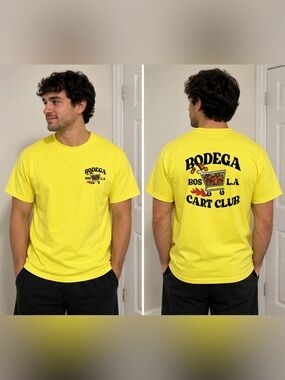 Size XL - Bodega Spring Summer BOS LA Cart Club T-Shirt Yellow